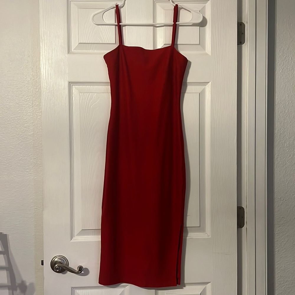 Paulina Red Bodycon Midi Dress